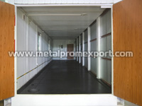 All-welded tech-purpose container unit with channeled steel floor. One of the modules of connected building